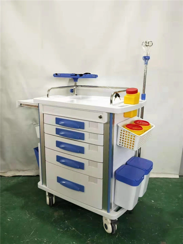 High quality/High cost performance  Cheap Mobile ABS Drugs Hospital Medical Crash Cart Plastic Emergency Medicine Trolley for Clinic Hospital Health Central