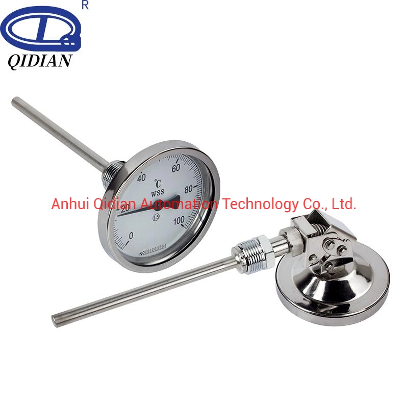 304 Stainless Steel Bimetal Thermometer High Sensitive Fast Read Stainless Steel Bimetallic Thermometer Industrial Pointer Thermometer0-100&ordm;C 0-200&ordm;C