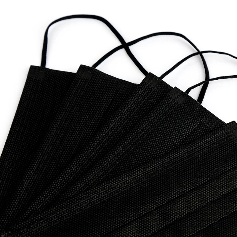 Black Face Mask Nonwoven Disposable Dust Proof Breathable Mask 3 Layer