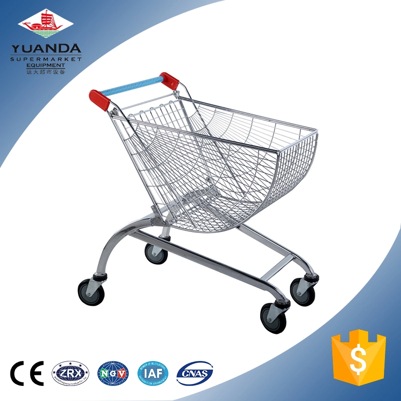 Fashion Design Chrome Metal Supermarket Store Shopping Trolley