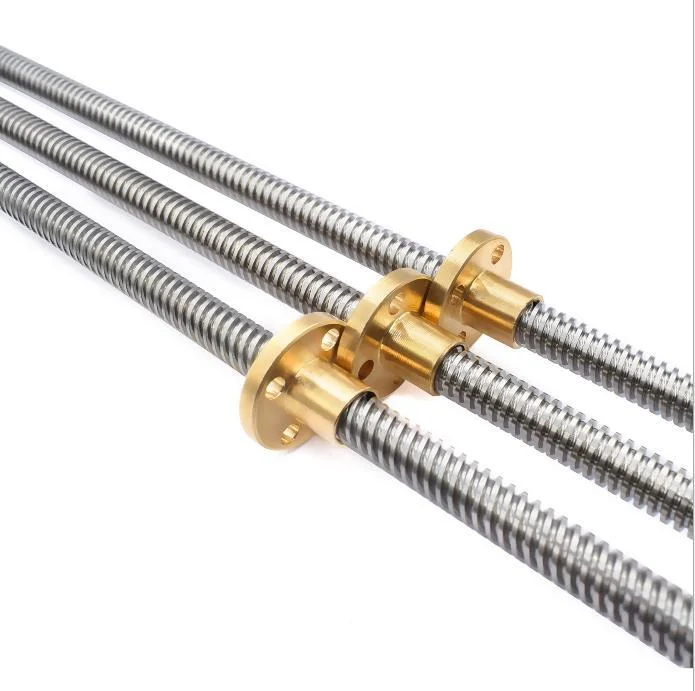 2023 New Product T8 T10 T12 T14 T16 T20 Stainless Steel CNC Trapezoidal Screw Lead Screw with Brass Nut