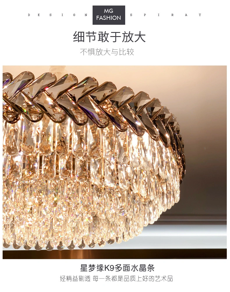 Luxury Crystal Pendant Light K9 Chinese Crystal Chandelier with LED