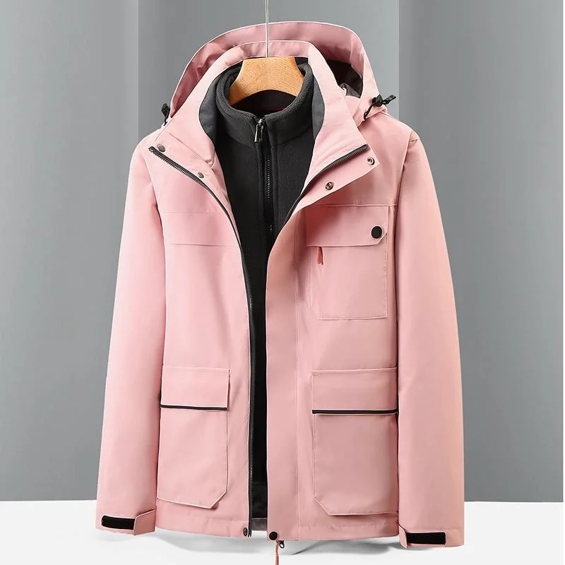 Solid Color Waterproof Outdoor Parka Fleece 3-in-1 Jacket