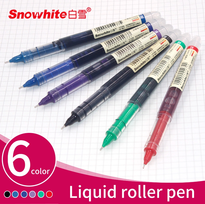 Material de oficina libre Snowhite rodillo de Sistema de tinta de bolígrafo de punta fina escritura suave 0,5mm