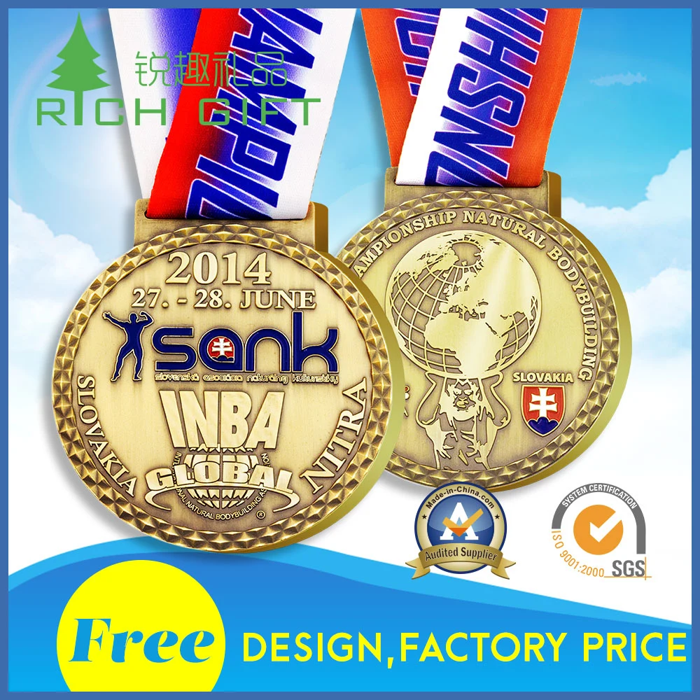 Custom Shiny Gold Silver Bronze Plating Finish Metal Medal Products