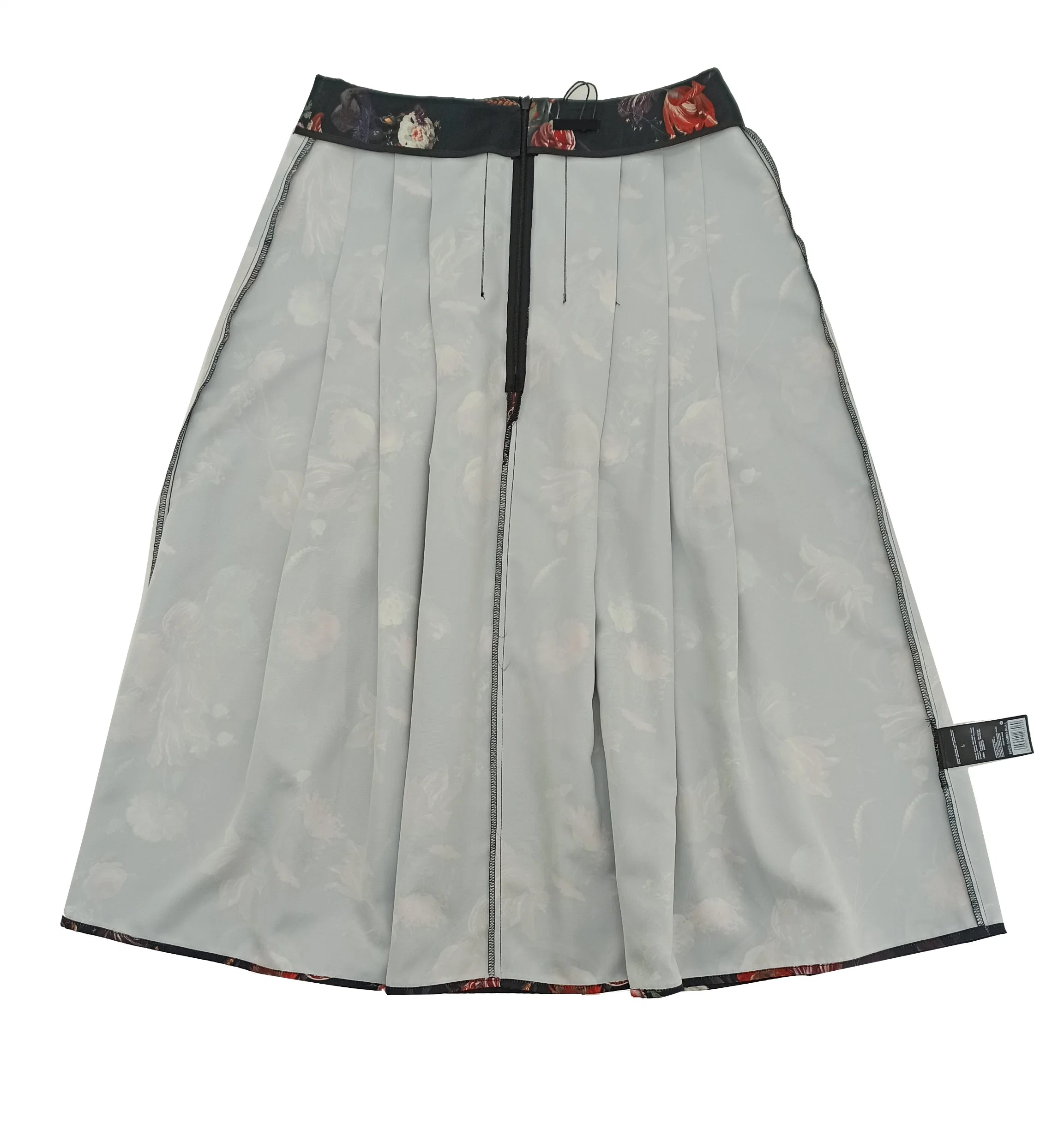 Women&prime; S Polyester Fashion Super Definition Digital Printed Pleated Zipper Skirt