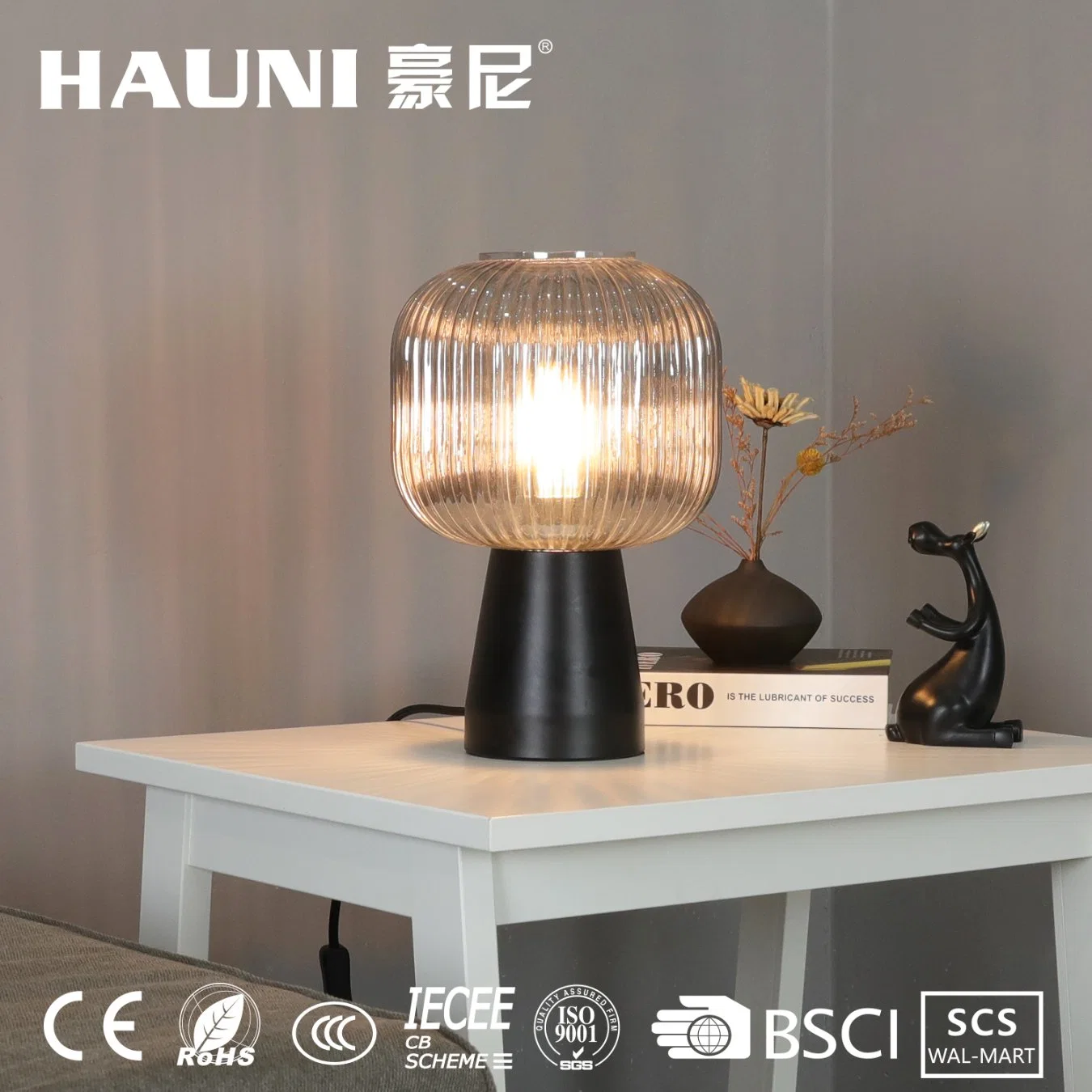 Living Room Bedroom Decorative Simple Metal Glass Table Lamp