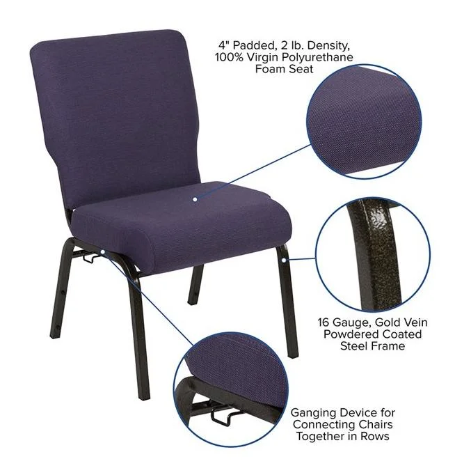 Professional Manufacturer of Charcoal Fabric Metal Church Worship Auditorium Chair  (ZG13-010)