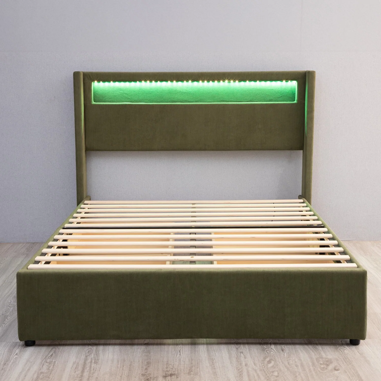 Huayang Mobiliario de Casa Almacenaje cama LED Camas tamaño queen con cajones Dormitorio cama Mobiliario de dormitorio Certificación fábrica SGS