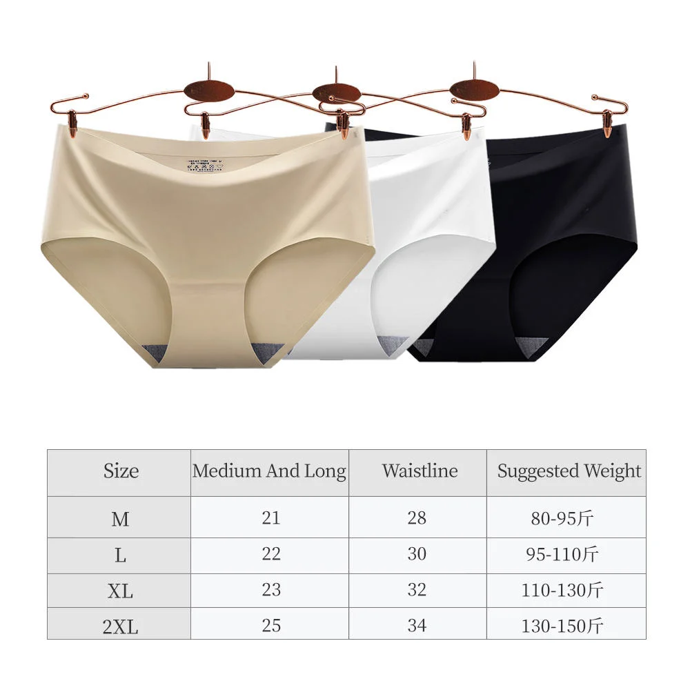 S-Shaper Ladies Underwear Cheap Sexy Seamless Low Rise One-Piece Plus Size Underwear Ice Silk Women's Panties