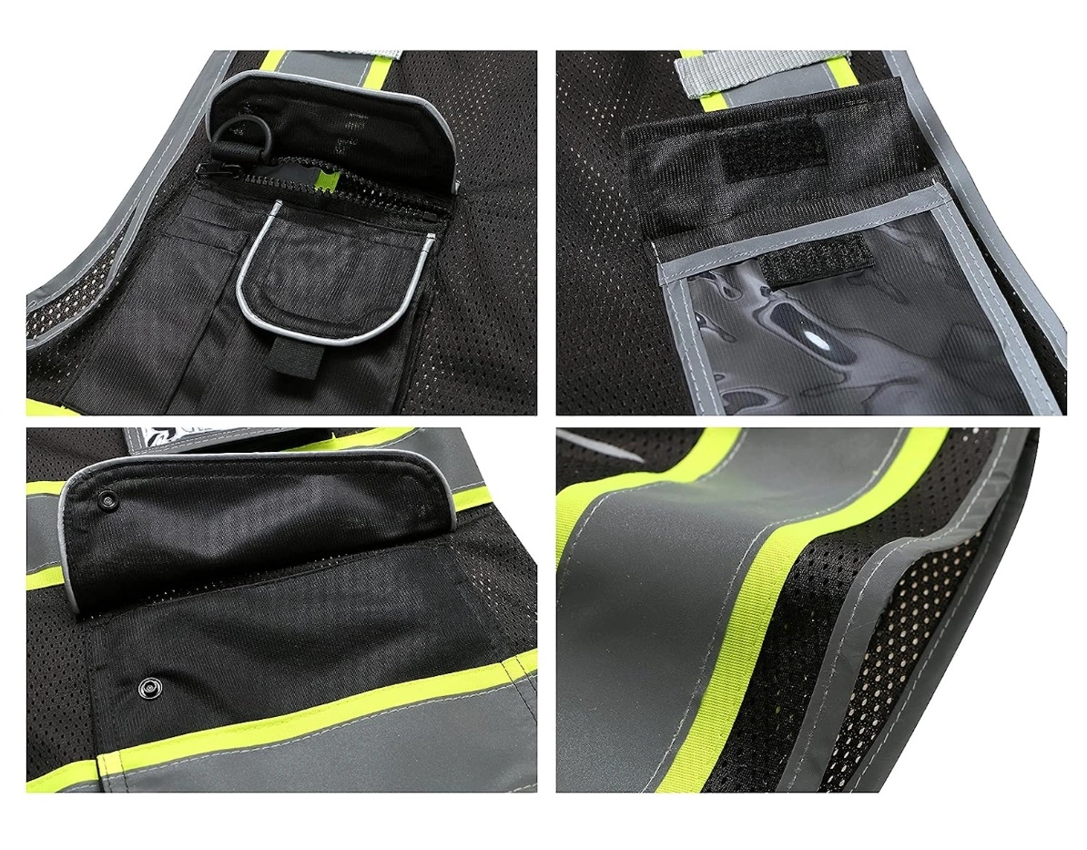 High Visibility Zipper Front Mesh Black Safety Vest