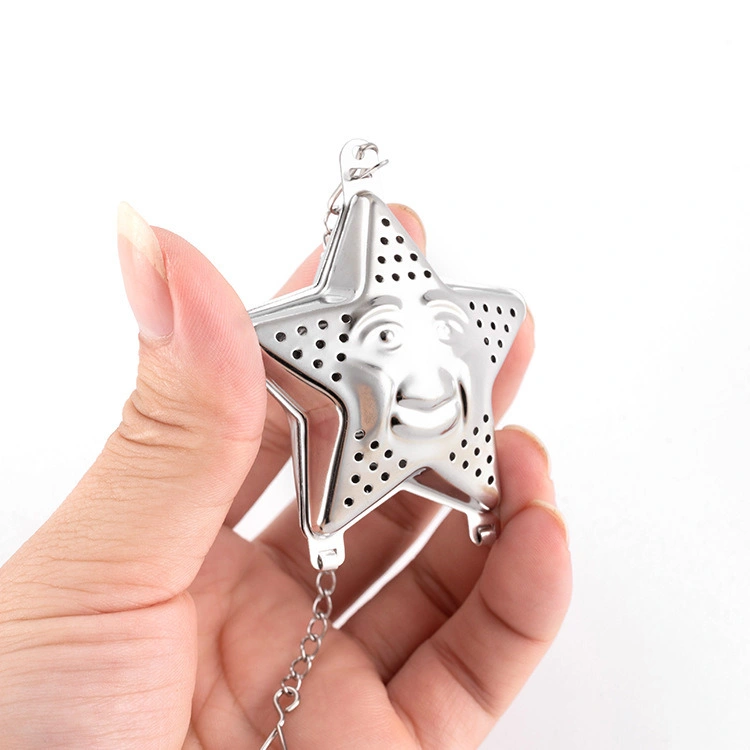 Stainless Steel Loose Tea Star Chain R with Strainer Herb Spice Diffuser Bl15919