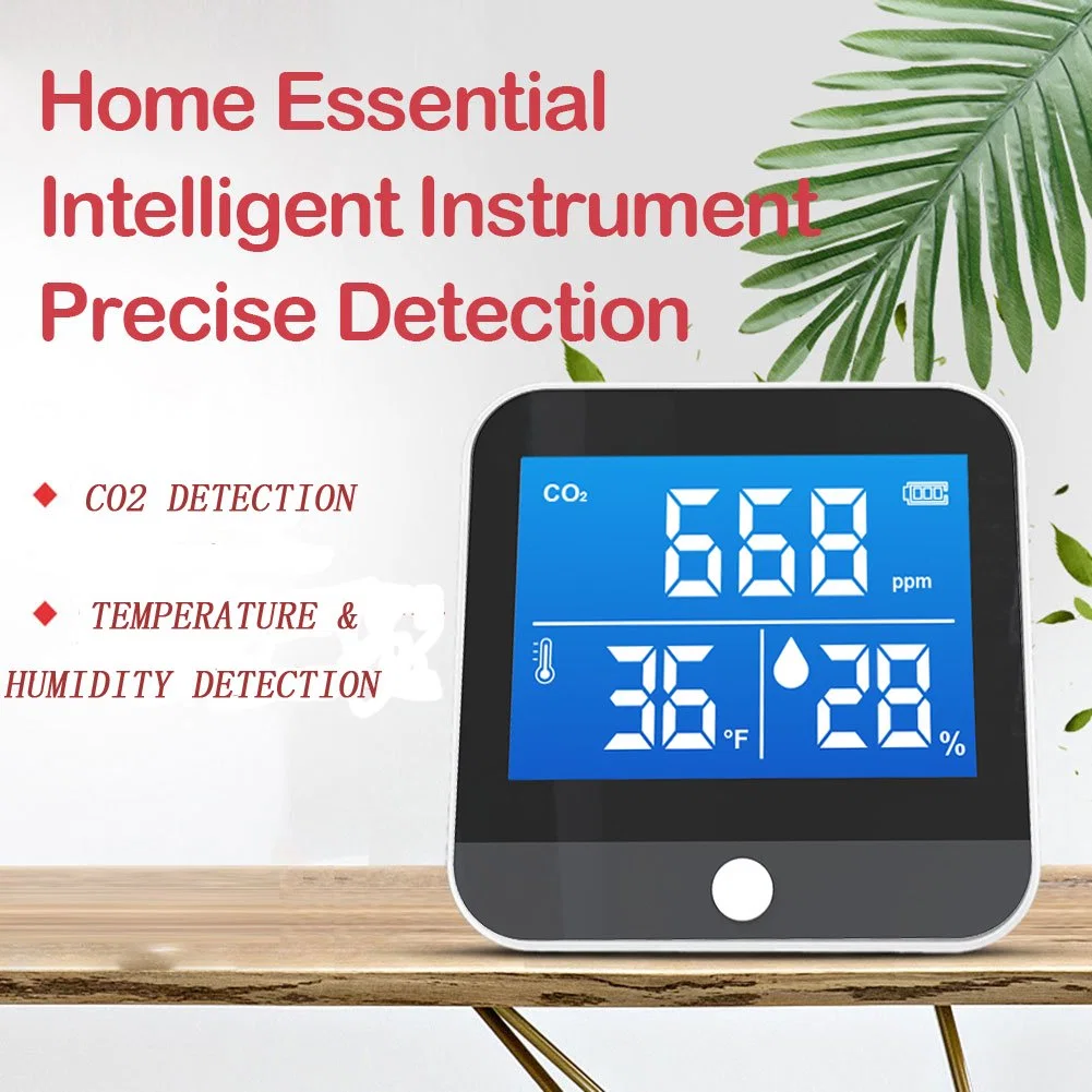 Mini Carbon Dioxide Meter with Alarm Function Ndir Sensor Rechargeable CO2 Temperature and Humidity Detector