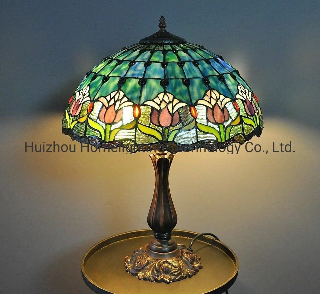 TFT-8023 Tiffany Antique Purple Stained Glass Table Lamp