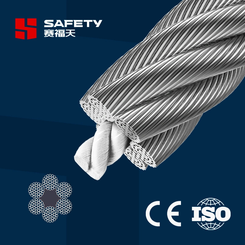 Muelle de fibra de alta tensión Multi-Stranded Core 6*37m-FC de la cuerda de alambre de acero Tipos de Cable de equilibrio para la elevación de 26mm 27mm 28mm 29mm 30mm Las especificaciones estándares