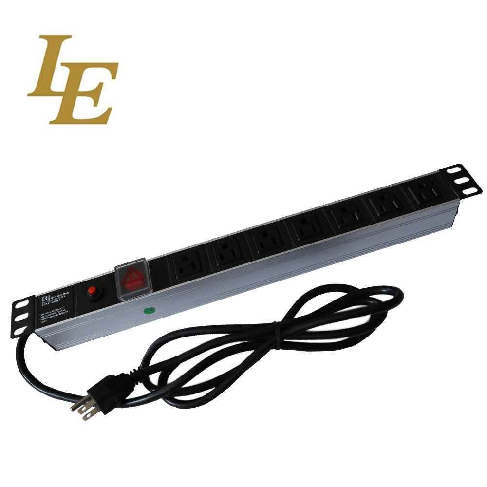 Le Wholesale/Supplier 19inch 1u Alu USA Type PDU 8 Power Outlet with Switch 110V 220V