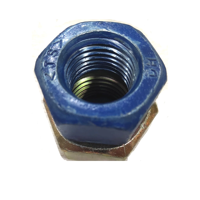 Heavy Grade 8 Hex Self Lock Nuts Blue Plain Non Standard Hexagonal Nut Threaded Zinc Plated Nut