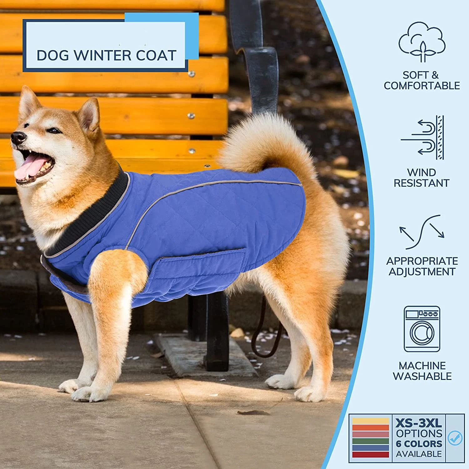 Windproof Dog Cold Weather Coat, Reflective Pet Winter Thick Warm Outdoor Jacket