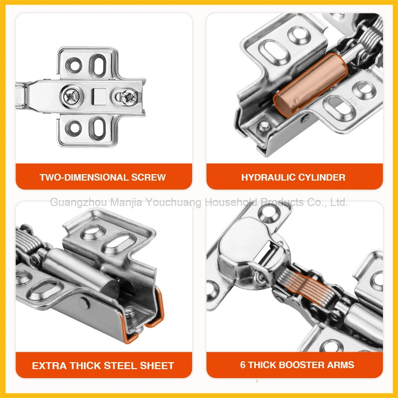 2020 Nuevo Amortiguador Zapata en el armario de acero de la cocina oculto oculto Hidráulico Automático Mueble archivador de hardware de las bisagras de cierre suave