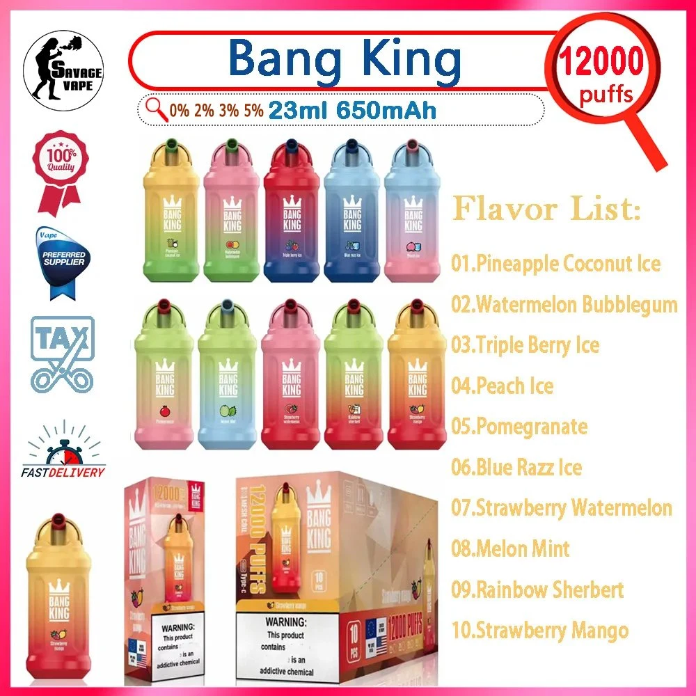 Disposable/Chargeable Vape Bang Original 10000 12000 Puffs 0% 2% 5% Salt Nicotine 12K 15K Wholesale/Supplier Wape Electronic Cigarette