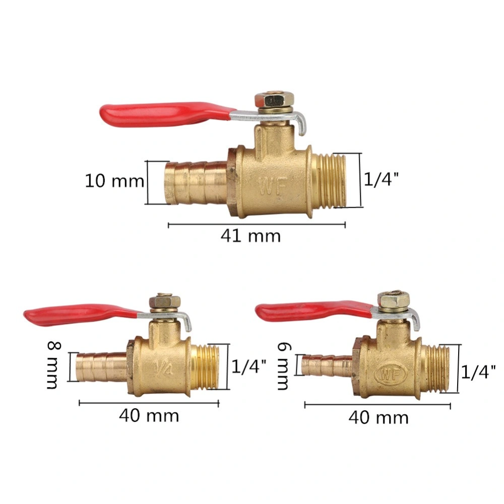 Rosca macho de 1/4" da válvula de esfera de latão 6mm a 8mm 10mm Pórtico do Tubo de água do tanque de água de irrigação de jardim do interruptor do controlador da Conexão do Tubo