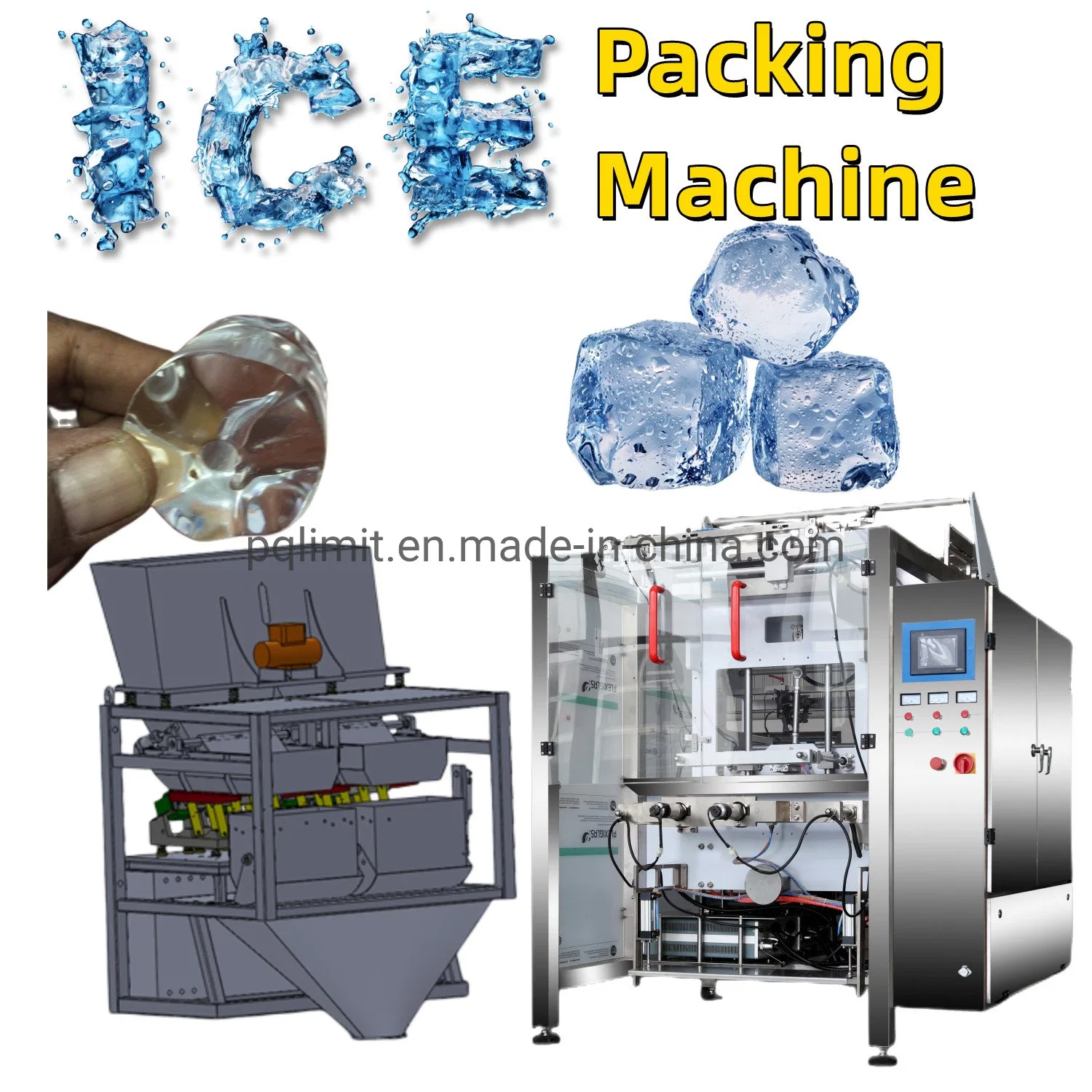 1-10kg Ice Tube / Ice Cube Automatic Weighing Filling Packing Machine