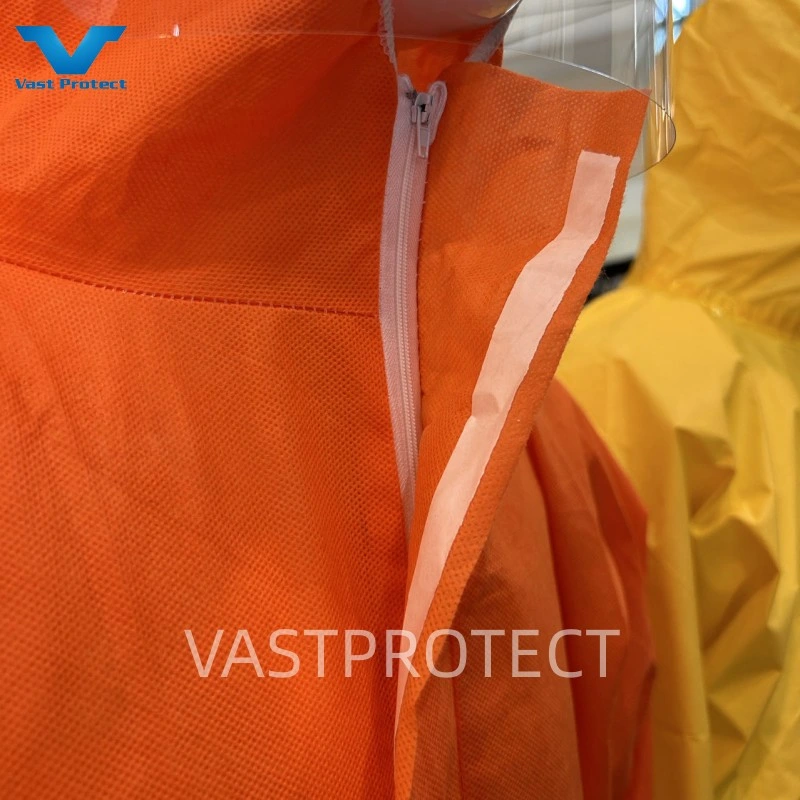 Australia Market PPE SMS Disposable Coveralls Orange Customized Protective Clothing