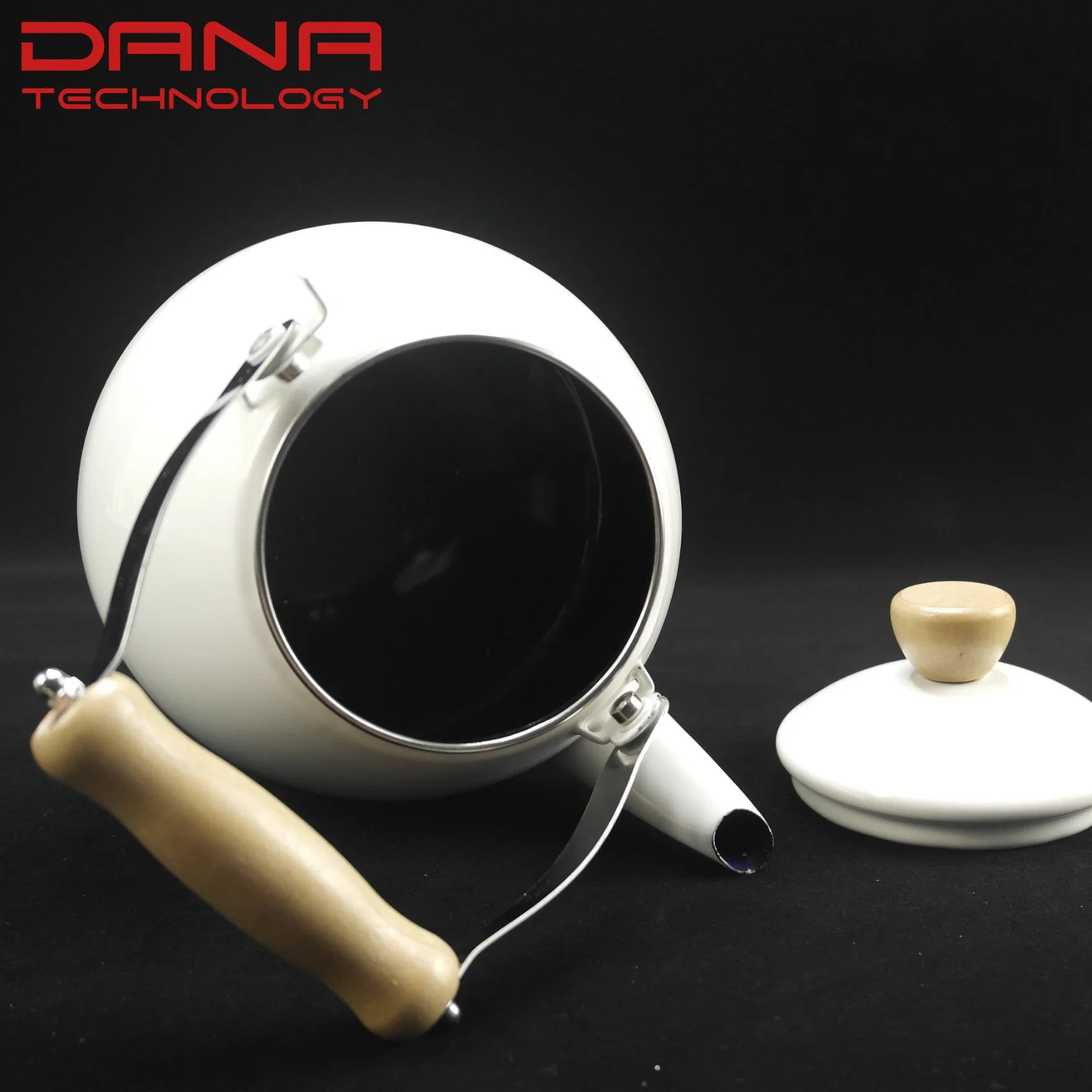 Enamel Porcelain Tea Water Kettles Pear Shaped with Wood Handle