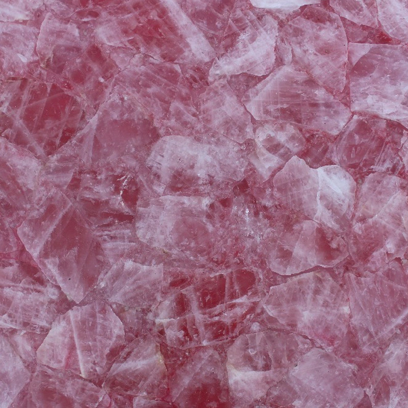 Luxury Semi Precious Stone Pink Crystal Slabs Countertops Rose Quartz Tiles