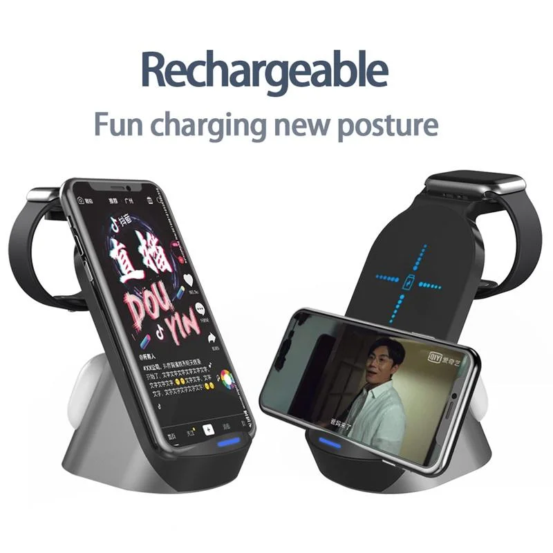 H18 New Arrival Wireless Chargers 3 in 1 Fast Charging Phone Wireless Charging Dock Station Stand Charger for Apple Airpods PRO