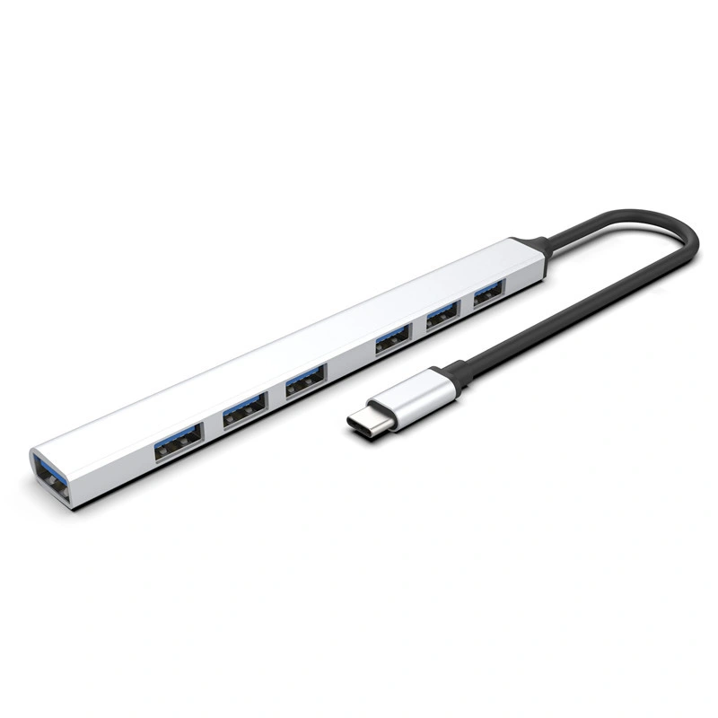 Estación de acoplamiento de extensión de alta velocidad USB 3,0 tipo C 5Gbps 7 en 1 Hub para ordenadores portátiles