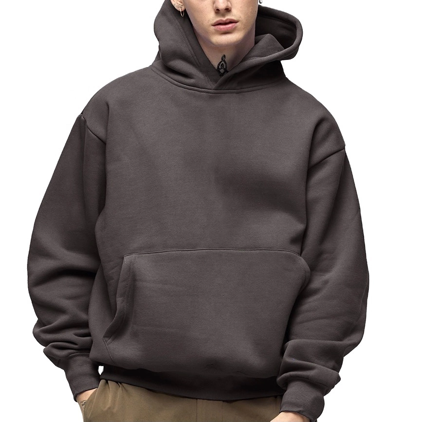 La mejor calidad de espesor holgados Mens recortado sudaderas con capucha 100% algodón peso pesado de la cosecha Essentials Hoodie