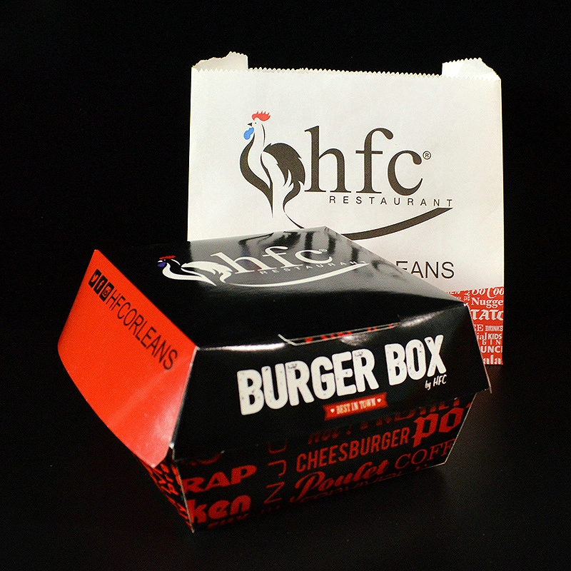 Custom Disposable Kraft Paper Packaging Fast Food Takeout to Go Hamburger