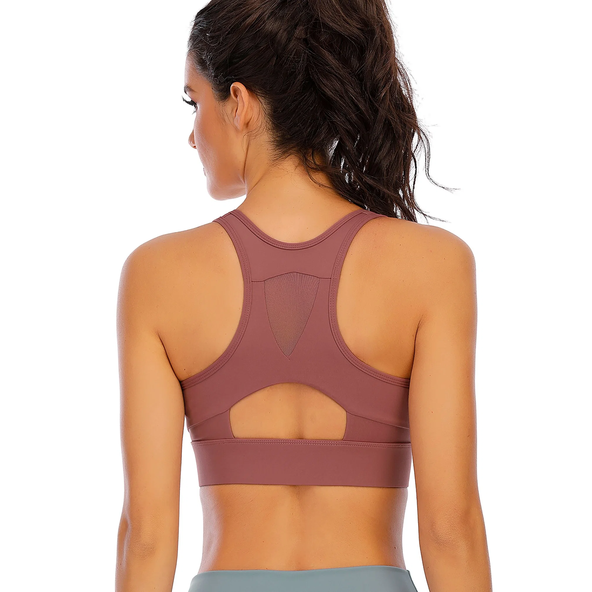 Criss-Cross Back Padded Sports Bras Medium Support Yoga Bra with Removable Cups