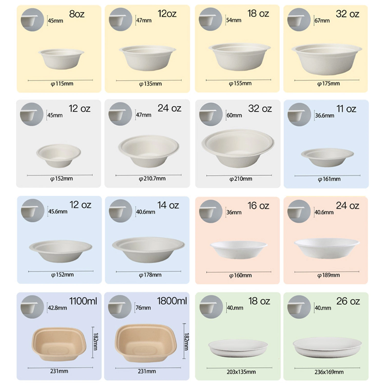 Assiettes jetables écologiques en bagasse de canne à sucre biodégradables et compostables