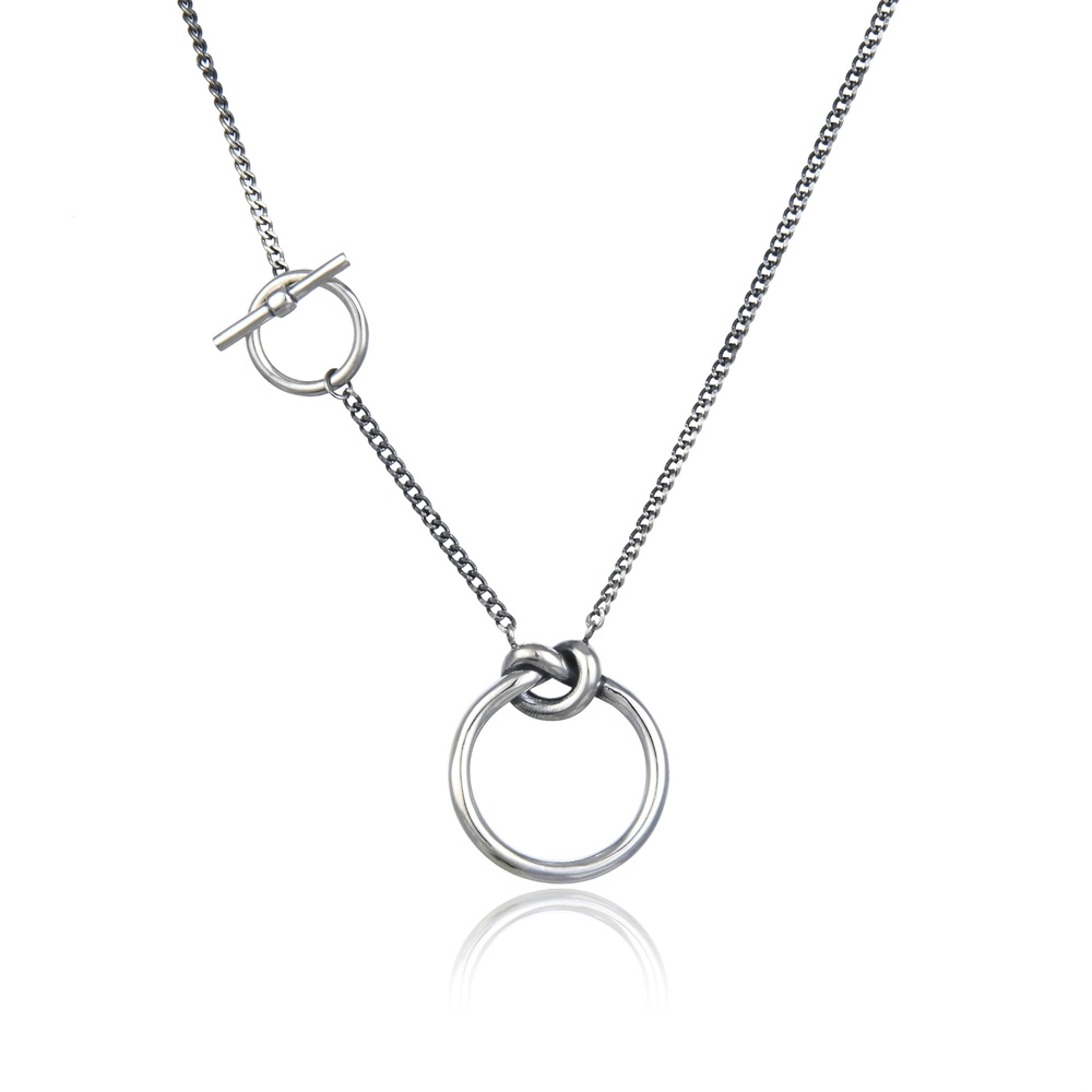 Double Circle Ring 925 Sterling Silver Necklace