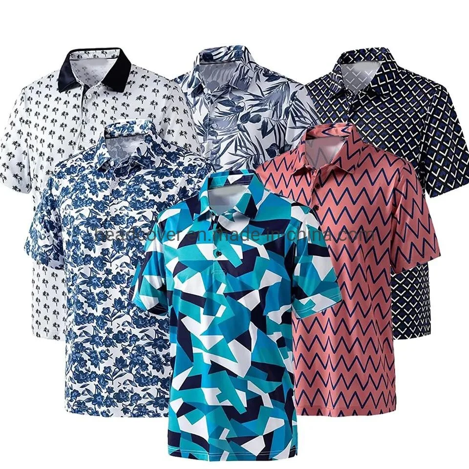 Golf Polo Shirt Men Performance 100% Polyester Full Piece Sublimation Printing