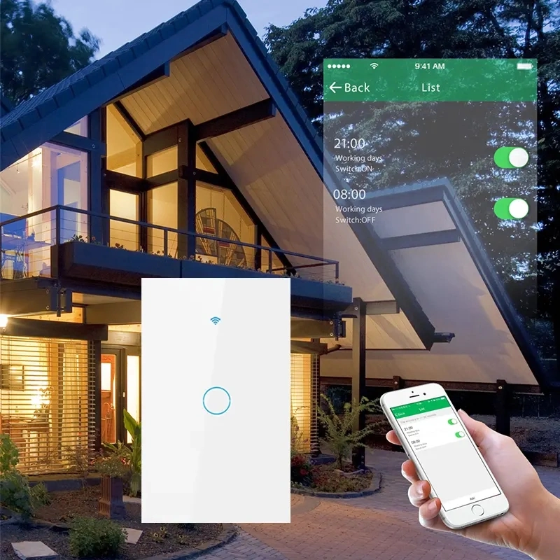 Luz controlada por Wi-Fi mude-nos para o Au Standard 1 pista 1 Interruptor de toque Wi-Fi Way Smart Interruptor de luz controlada por Wi-Fi