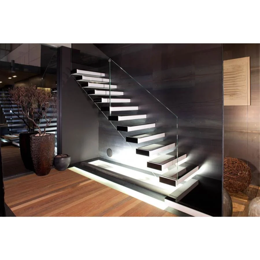 Custom-Made Stainless Steel Metal Handrail Glass/ Wooden Staircase