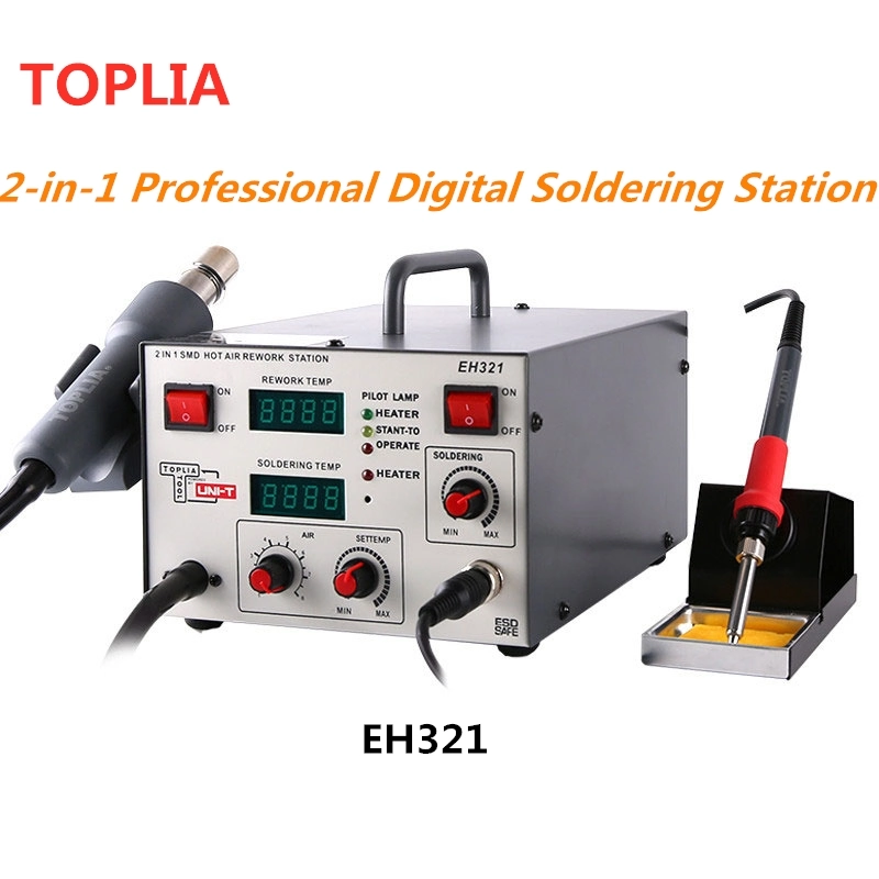 Toplia 2-in-1 Dual Digital Display Professional Soldering Station Adjustable Welding Repair Tool Eh321