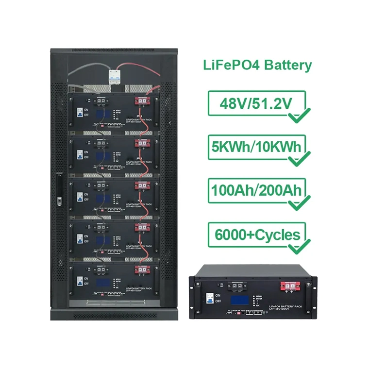 Deep Cycle Energy Storage Rack Mounted 51.2V 10/15/20/30/5kwh Rechargeable LiFePO4 12V 24V 48V Lithium Ion 100ah 200ah 300ah Solar System Inverter Battery