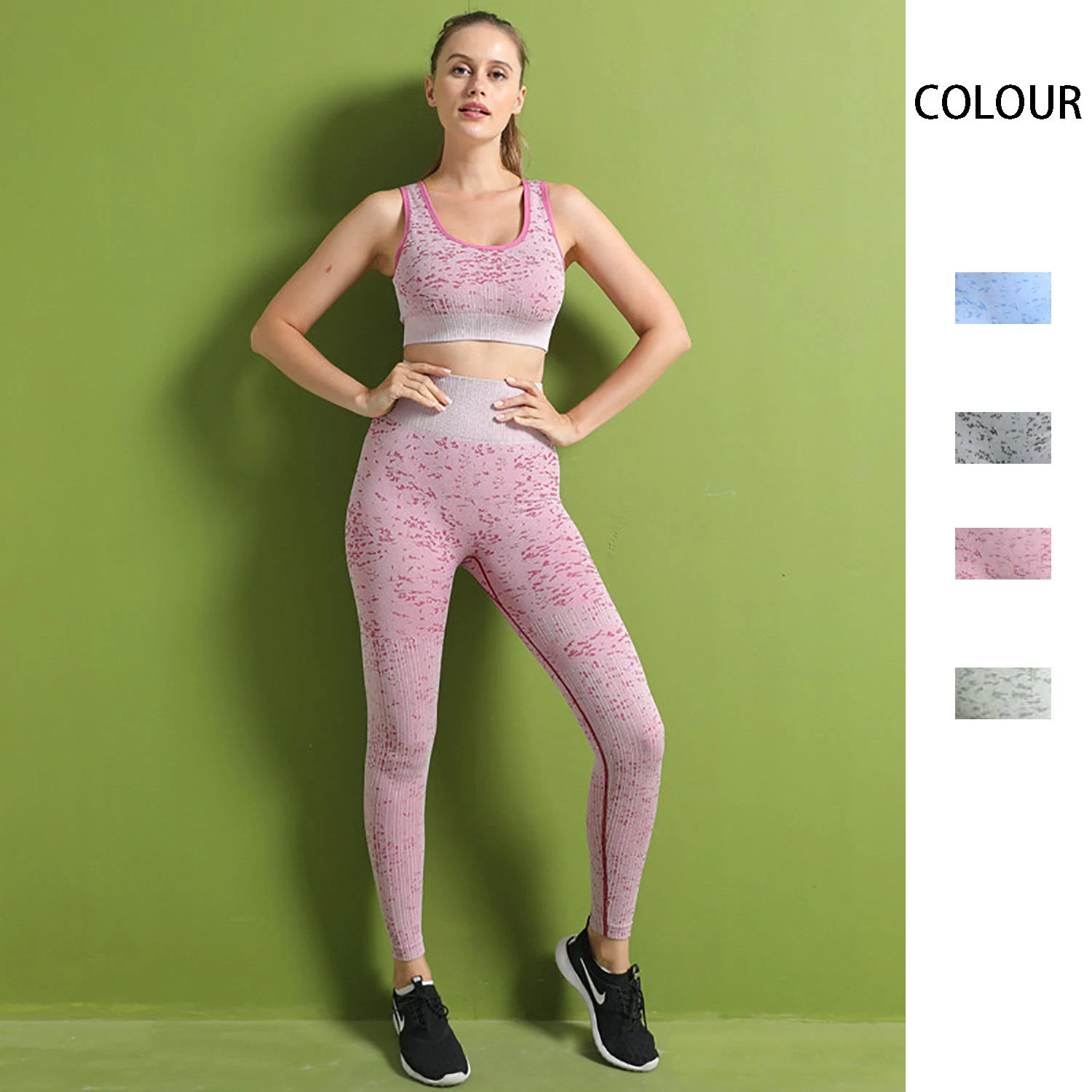 Sutiã de desporto de treino Hiworld Camouflage Yoga Wear Set para mulher Fato de ioga de corrida de fitness