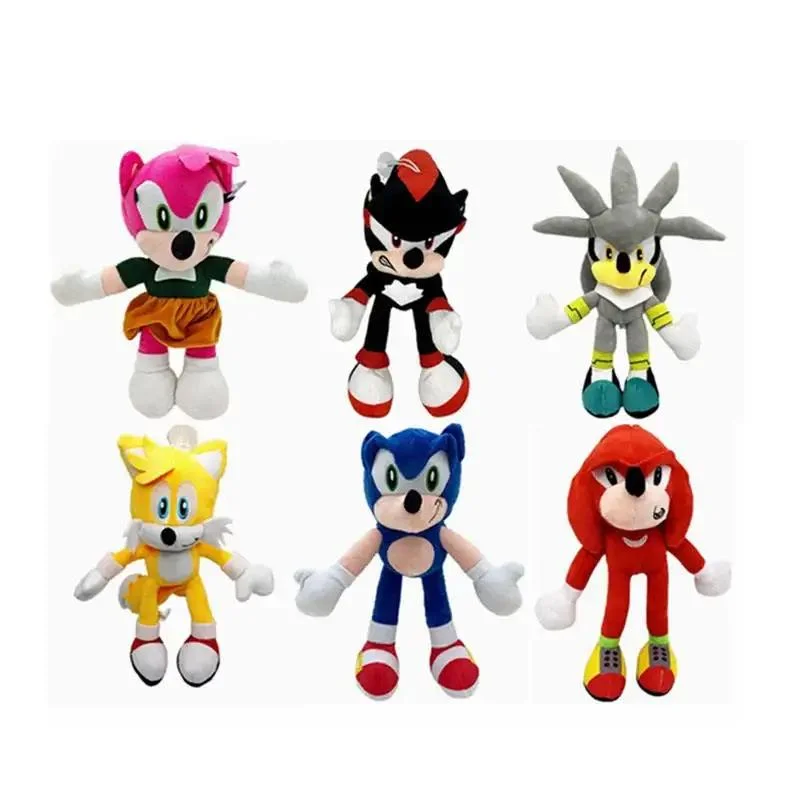 Cartoon personaje Super Hedgehog Plush Doll Sonic animales rellenos conjunto Juguete Soft Children's Gift Custom Sonic Plush Toys
