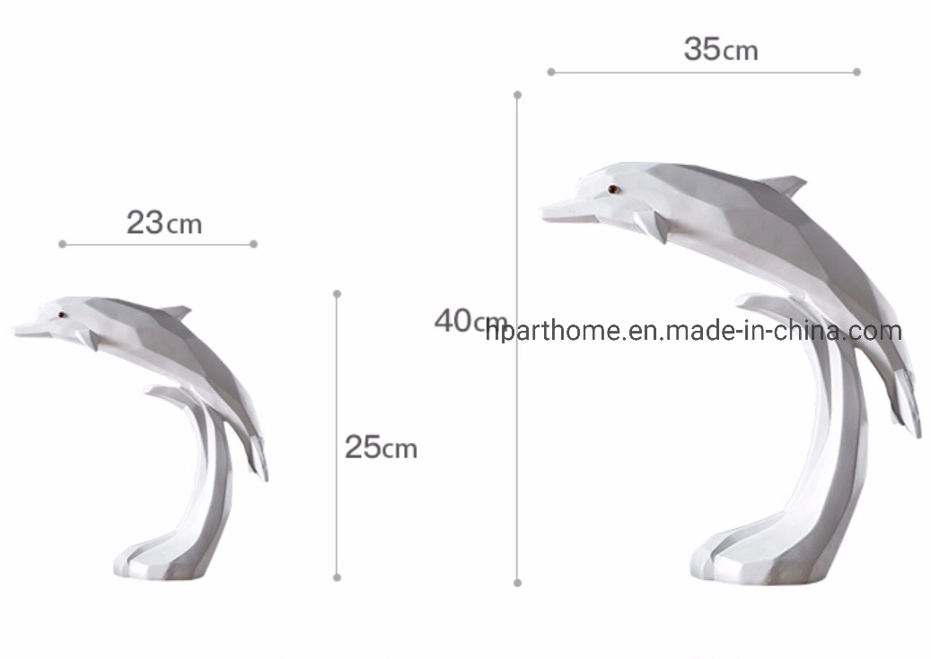 White Visual Dolphins Statues Office Gifts Resin Craft Supplies