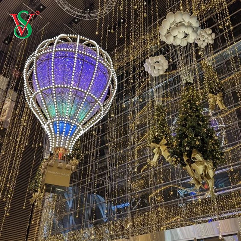 Outdoor LED 3D Christmas Motifs Hot Air Balloon Displays for Commercial Street Light Show