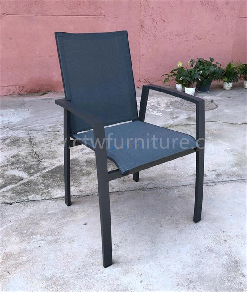 Original Factory Foshan Metal Ceramic Table Aluminum Outdoor Dining Mesh Fabric Chair