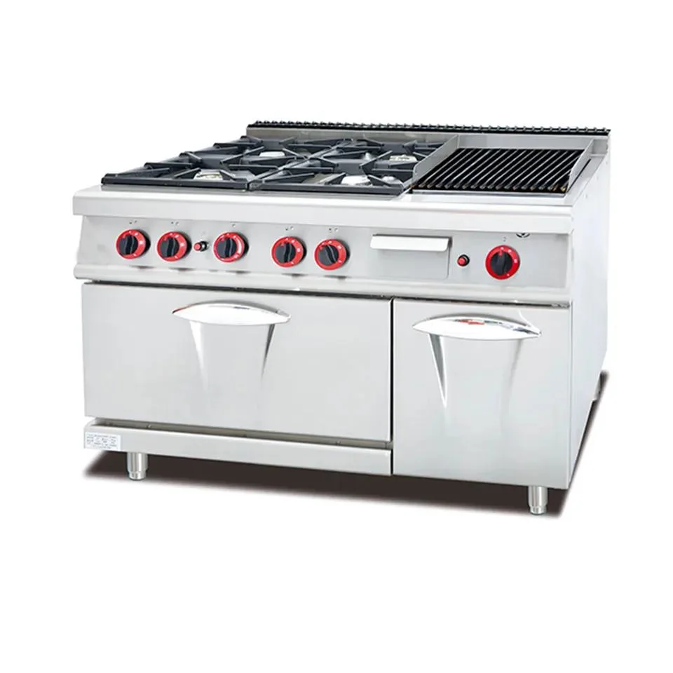 Commercial Kitchen 4 Range Gas Burner Cooker with Oven