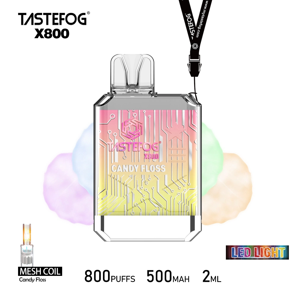 Nueva Tastegog X800 800puffs desechable VAPE Caja de cristal LED Linternas 2ml Versión TPD