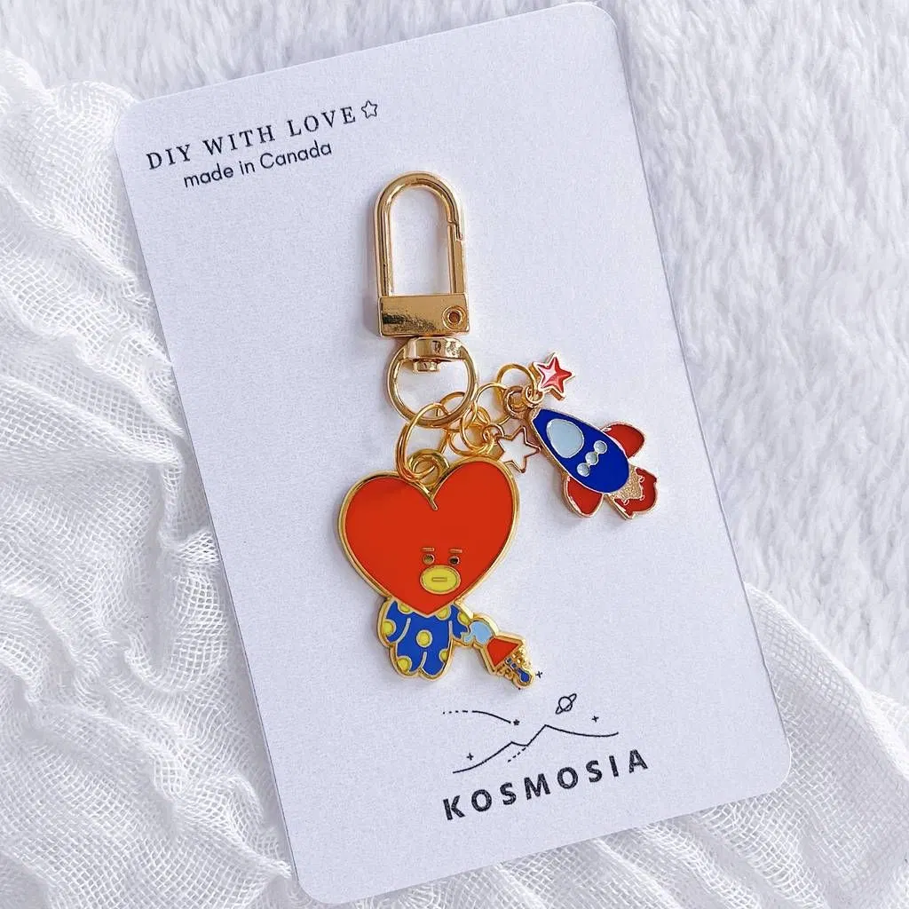 Wholesale/Supplier Custom Metal Kpop Bt S Bt21 Microphone Mascot Zinc Alloy Anime Necklace Keyring Keychain with Factory Price