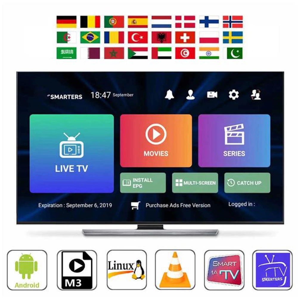 IPTV France 12 Months Subscription Spain Sweden USA Arabic M3u Greek Hungary Portuguese European IPTV Account Reseller Panel